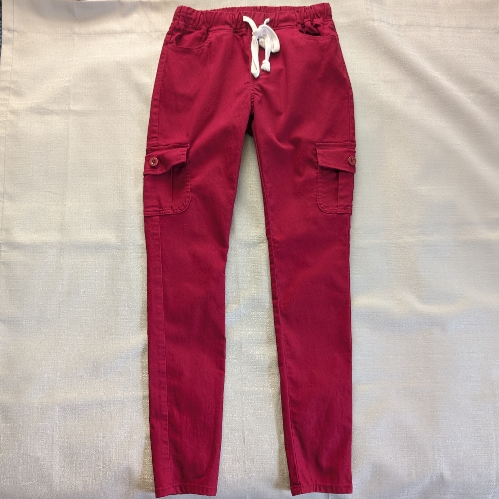 RedFox Slim Fit Dark Red Cargo Pants Men's Size Small